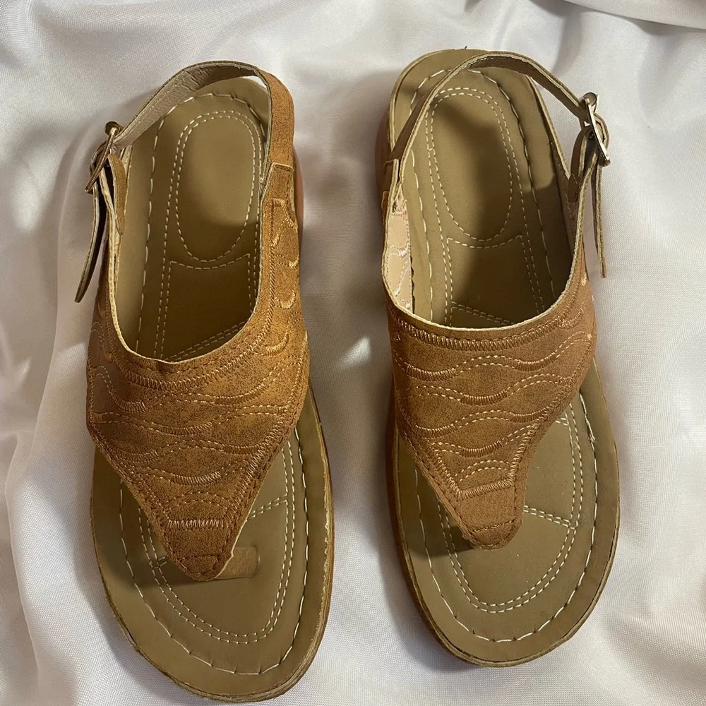 Women’s Lightweight Tan Sandals w/Adjustable Strap, Pictures Show Length,‎ NWOT